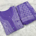 Purple Georgette Chikankari Buti Jaal Kurti Sharara Set can be worn with Jeans