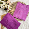 Purple Haze: Chanderi Short Kurti & Pant Ensemble