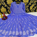 Purple Lucknow Chikankari Anarkali Gown 56 inch Kali