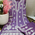 Purple Lucknowi Chikankari Premium Heavy Designer Modal Palazzo Set