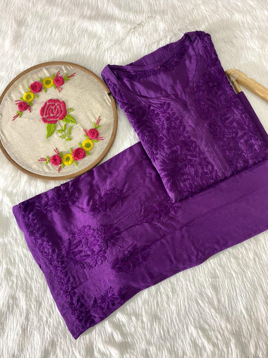 Purple Modal Elegance Kurti and Palazzo Set - Inayakhan Shop 