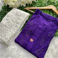 Purple Mukaish Chanderi Dyeable Kurti and Pant Set