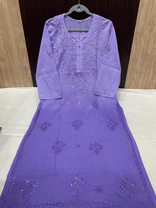 Purple Mukesh Magic: Mul Cotton Dyed Kurti - Inayakhan Shop 