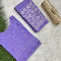 Purple New Designer Lace Pattern Kurti Set in Cotton Chikankari Handwork