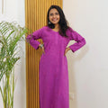Purple Pink Chikankari Bliss Combo: Dyeable Pure Cotton Kurti & Palazzo Set
