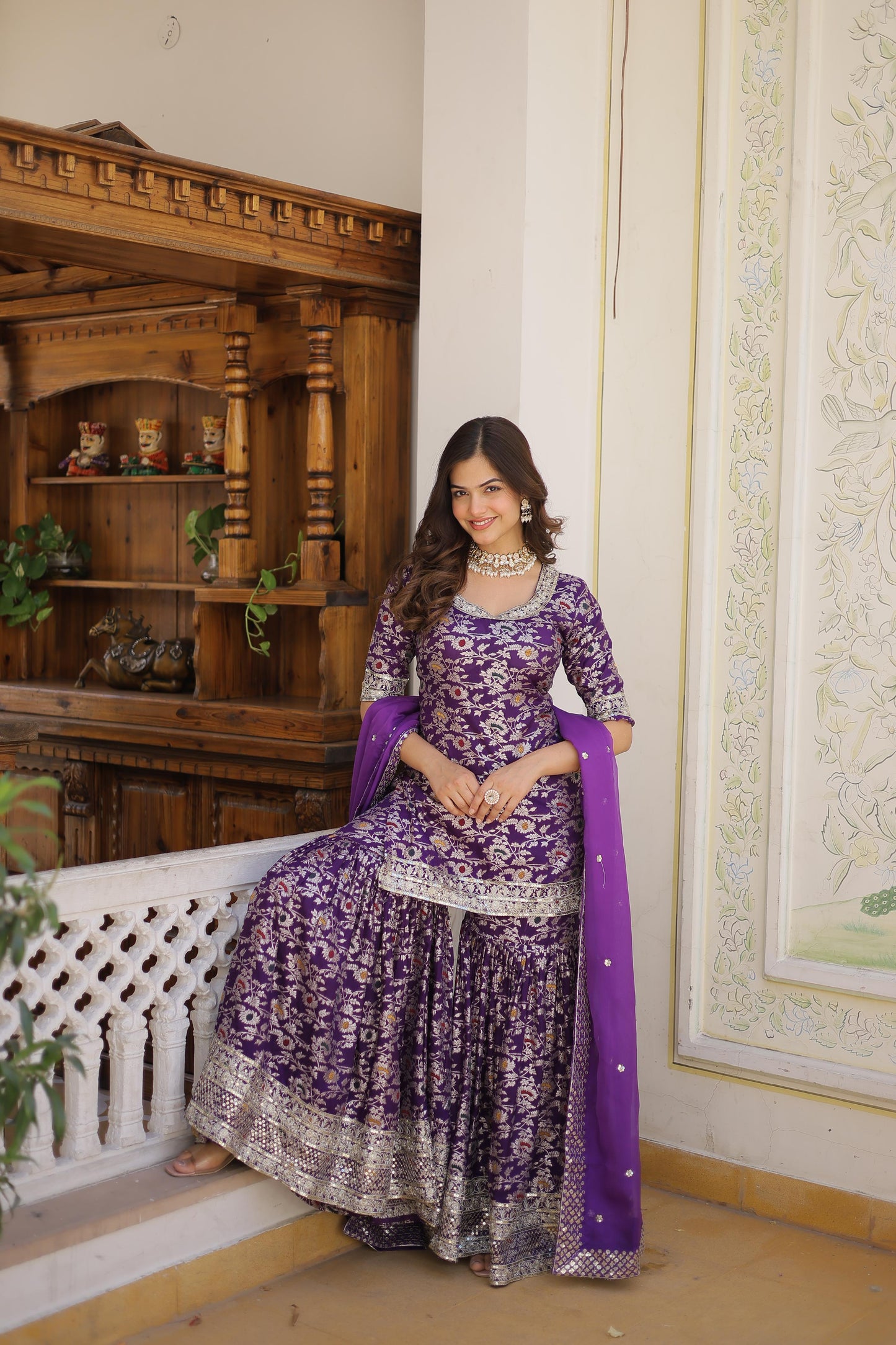 Purple Premium Designer Readymade Top-Gharara-Dupatta Collection - Inayakhan Shop 