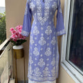 Purple Premium Modal Lucknowi Chikankari Kurti and Rayon Plazo Set