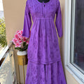 Purple Premium Modal Silk Chikankari Kurti and Gharara Set Limited Stock