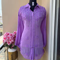 Purple Premium Viscose Chikankari and Mukesh Work Shirt Only Plus Sizes