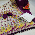 Purple Pure Cotton Phulkari Suit with Beautiful Handmade Mirror Work Shopping Online