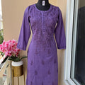 Purple Verdant Vogue Chikankari Long Kurti and Pant Ensemble