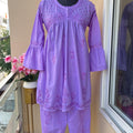 Purple Vibrant Dyeable Mul Mul Cotton Kurti & Afgani Pant Cord Set (Premium Quality)