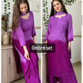 Purple Wine Ombré Rayon Tone-to-Tone Dyeable Kurti + Palazzo Set