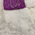 Purple White Chikankari Elegance Ombré Mirror Booti Jaal Set - Kurti, Sharara & Dupatta