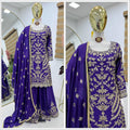 Amethyst Aura Chinon Silk Sharara Suit