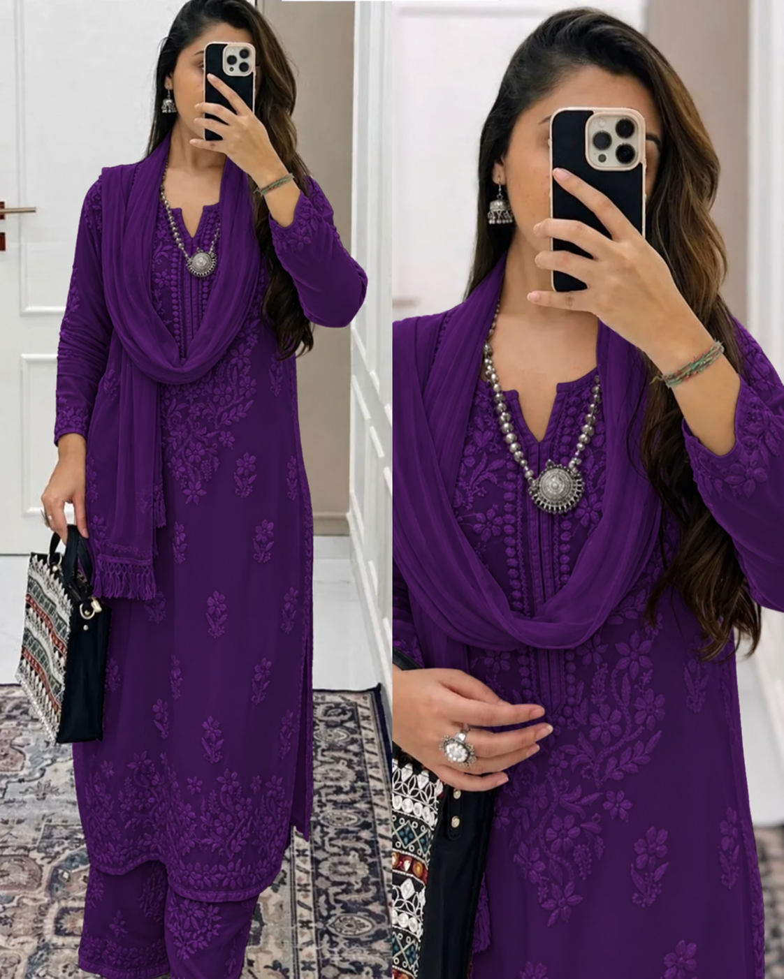 Deep Purple Ethereal Dyeable Chikankari Kurta Set (NEW)