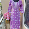 Purple Premium Rayon Kurti with Palazzo Set Lucknow Chikankari Handwork