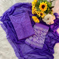 Purple Lucknowi Chikankari Dobby Cotton Kurti Set with Mukaish Work