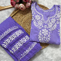 Purple Mul Mul Cotton Chikankari Cord Set – Plus Size up to 56  | Lightweight Luxe Co-Ord Set