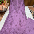 Purple Plus Size Lucknow Chikankari Modal Kurti with Palazzo Set