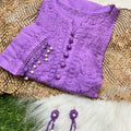 Purple Elegant Chanderi Kurti with Quraishiya & Moti Work – Matching Handmade Earrings & lycra Pant