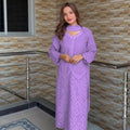 Purple Chikan Hakoba Designer Ready-to-Wear Suits Plus Sizes available