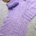 Lavendar Aura Luxe: Premium Rayon 3-Piece Lucknowi Chikankari Ensemble