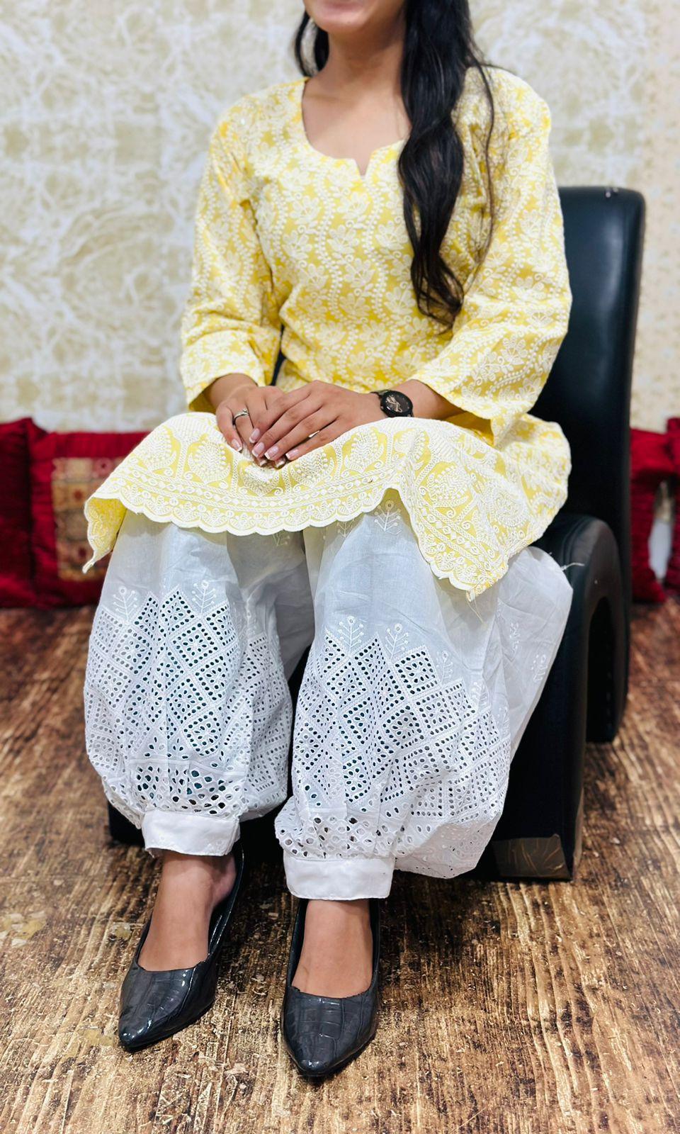 Radiant Light Yellow Cotton Afghani Salwar Suit: Elegance in Every Shade - Inayakhan Shop 