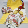 Radiant Yellow Cotton Phulkari Suit: Afghani Salwar and Digital Print Dupatta