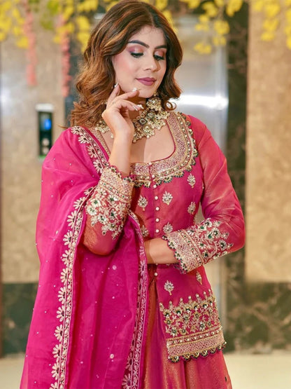 Rani pink premium Fendi long choli festive styling