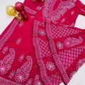 Rani Pink Lucknawi Chikankari Georgette Kurti and Sharara Set , Dupatta and Inner Included