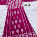 Rani Pink Party Wear Long Modal Heavy Chikankari Handwork A-Line Gown