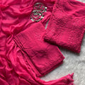 Pink Premium Rayon Chikankari Kurta Palazzo Dupatta Set | Hand Embroidered with Mukesh Work