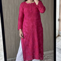 Rani Pink Lucknowi Chikankari Rose Viscose Georgette Kurta Set