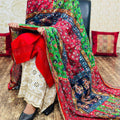 Red 2 Pakistani Fusion Chikankari Suit with Embroidered Dupatta