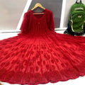 Red 56" Kali Chikankari Anarkali with Inner