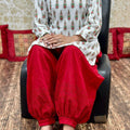 Red Afghani Co -Ord Sets with Authentic Chikan Fabric & Digital Print