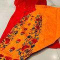 Red and Orange Sequined Splendor Chikankari Kurti and Patiala Salwar Set