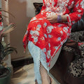 Red Blissful Elegance Lucknowi Chikankari Kurta and Dhoti Set