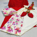 Red Chikan Elegance Patiala Salwar Suit Set with Jutti