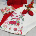 Red Chikankari Ensemble 4 Pc Set with Jutti