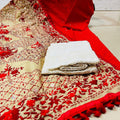 Red Chikankari Sequence Work Ready-to-Wear 3-Piece Set: Kurti, Plazo, Dupatta