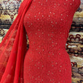 Red Chikankari Unstitch Suits - Royal Collection