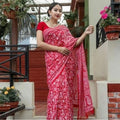 Red Color Full Jaal Chikankari Saree by Inayakhan
