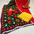 Red Cotton Phulkari Suit with Beautiful Chikan & Sequins Embroidery Work Shopping Online