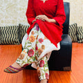 Red Design 2 Cotton Elegance Sequin-Infused Chikan Kurti and Digital Patiala Ensemble