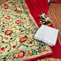 Red Design 3 Regal Charm Chikan Kurti Pom Pom Duppatta Set and Sharara