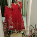 Red Graceful Georgette Kurti with Chikankari Sharara Set