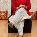 Red Kurti Chikankari Sequins Patiala Salwar Set