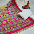 Red Multi Color Ethnic Prints Chikankari Elegance - Pakistani Dupatta & Kurti Palazzo Set